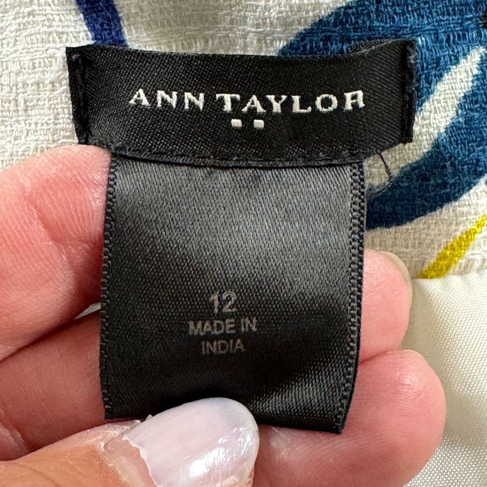 Ann Taylor Women's Size 12 White Floral 100% Cotton Lined Pencil Skirt - Picture 4 of 10